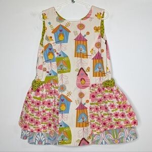 Jelly the Pug Iris collection Alexis colorful floral birdhouse cotton dress 6